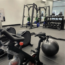Fitness center with machines and weights